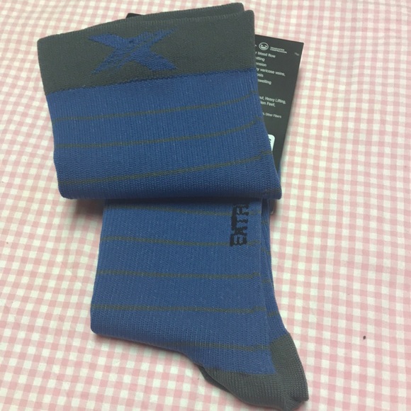 Blue gray stripe compression socks - Picture 3 of 3
